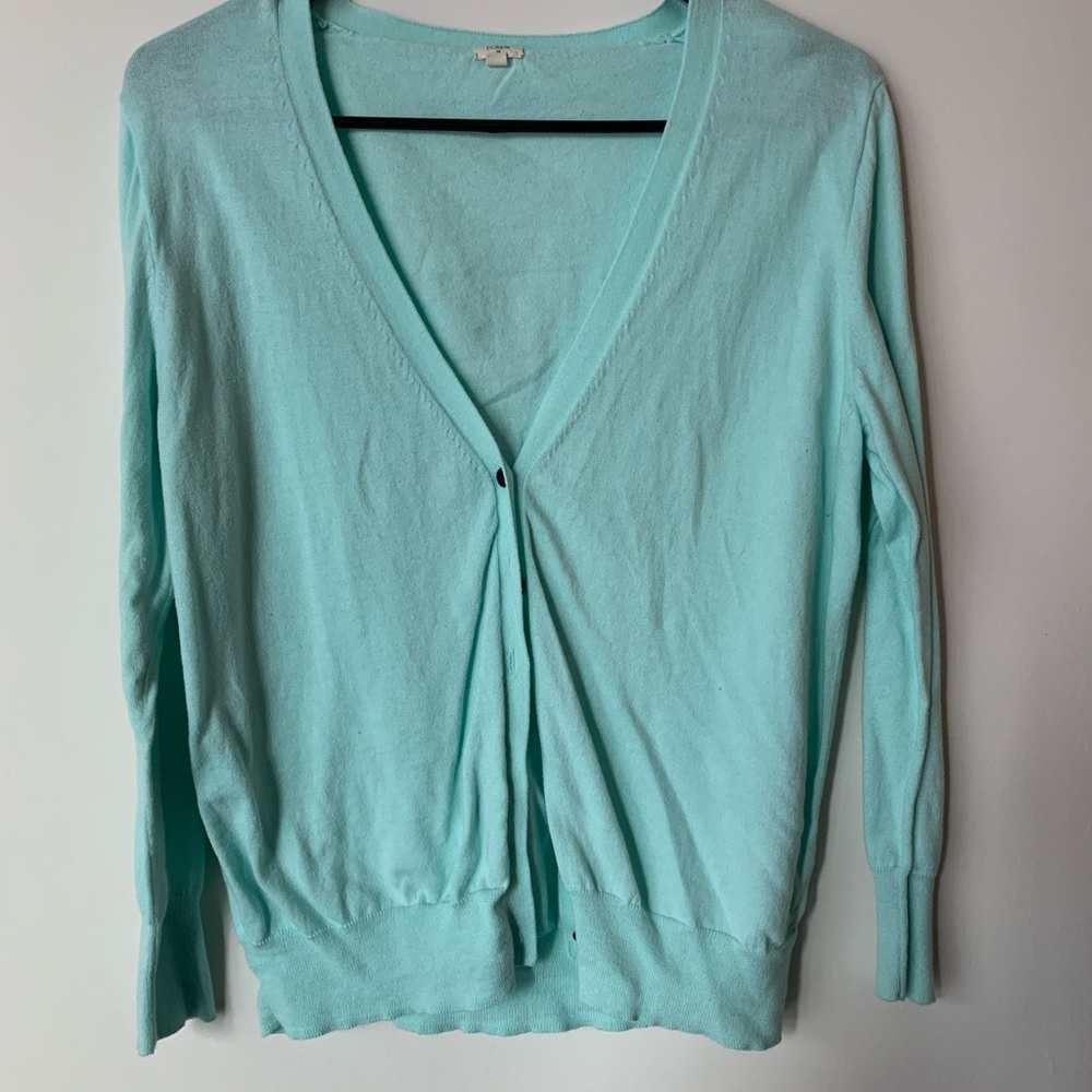 J crew mint cardigan